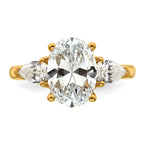 14k 3 5/8 carat Lab Grown Diamond VS+ F+ Oval and Pear Complete Three Stone Engagement Ring