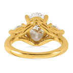 14k 3 5/8 carat Lab Grown Diamond VS+ F+ Oval and Pear Complete Three Stone Engagement Ring