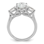 14k White Gold 3 5/8 carat Certified Lab Grown Diamond VS+ F+ Oval and Pear Complete Three Stone Engagement Ring