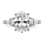14k White Gold 3 5/8 carat Certified Lab Grown Diamond VS+ F+ Oval and Pear Complete Three Stone Engagement Ring