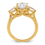 14k 3 5/8 carat Certified Lab Grown Diamond VS+ F+ Oval and Pear Complete Three Stone Engagement Ring