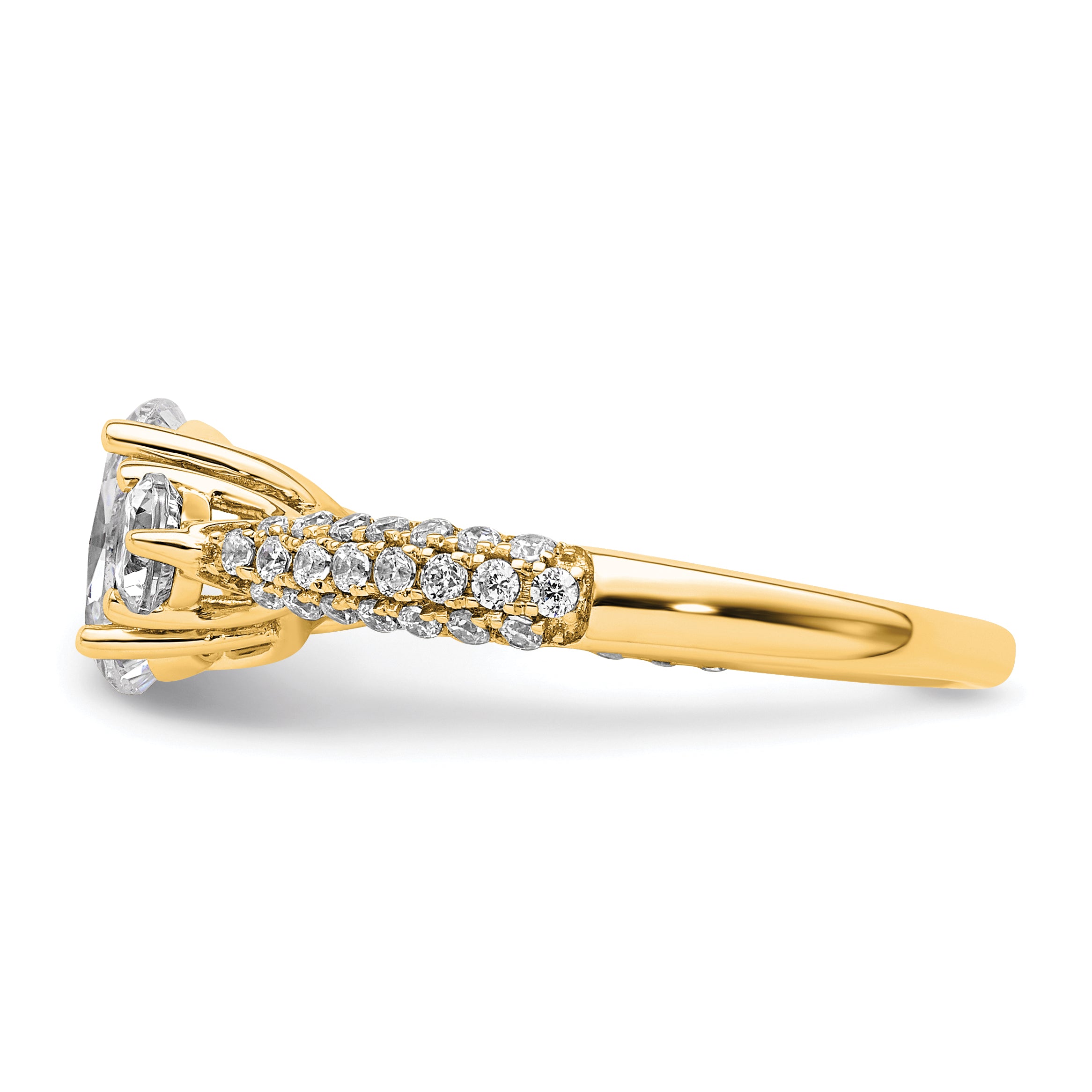 14k 1 3/4 carat Lab Grown Diamond VS+ F+ Oval and Round Complete Three Stone Engagement Ring