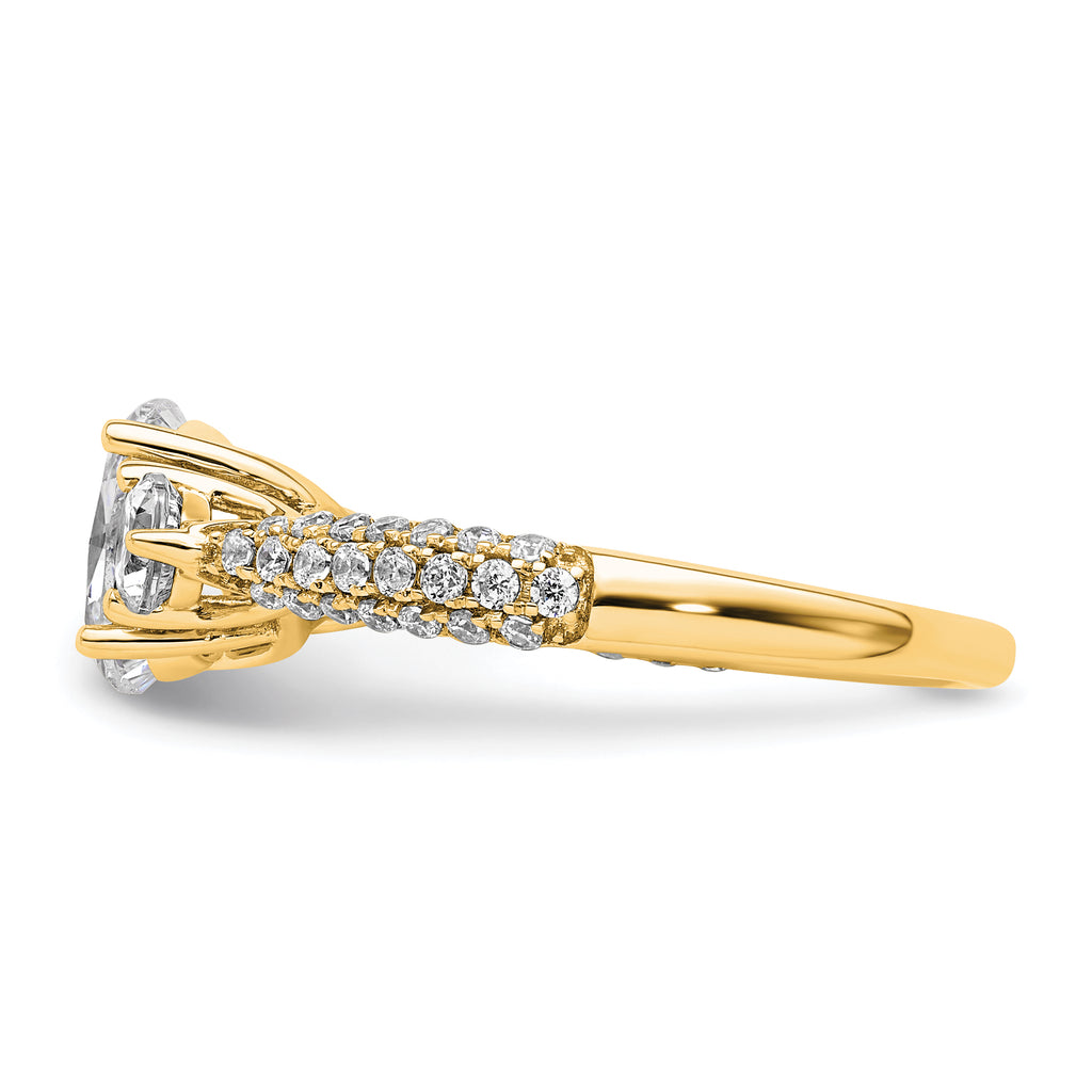 14k 1 3/4 carat Lab Grown Diamond VS+ F+ Oval and Round Complete Three Stone Engagement Ring
