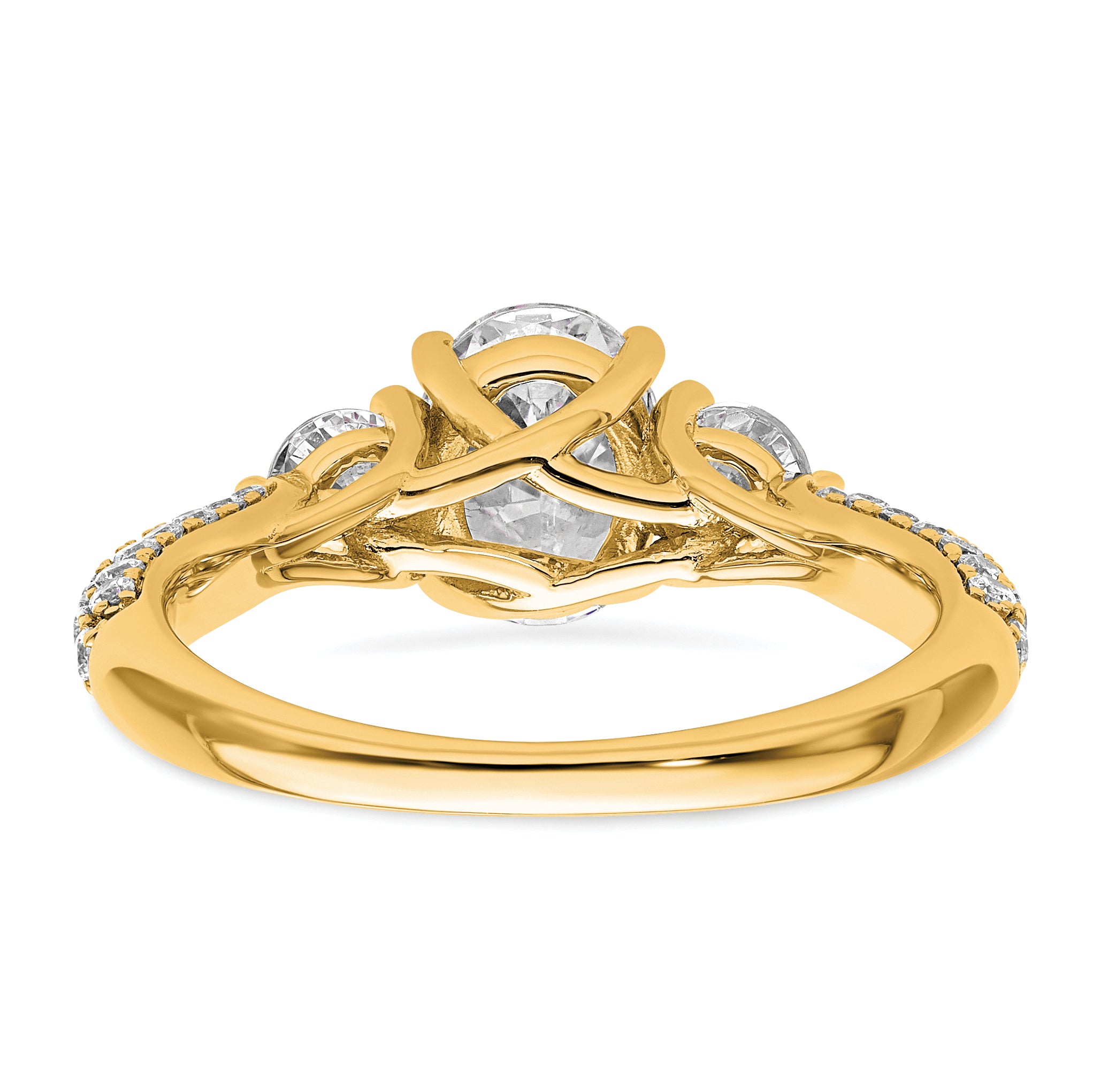 14k 1 3/4 carat Lab Grown Diamond VS+ F+ Oval and Round Complete Three Stone Engagement Ring