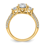 14k 1 3/4 carat Certified Lab Grown Diamond VS+ F+ Oval and Round Complete Three Stone Engagement Ring