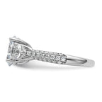 14k White Gold 2 1/2 carat Lab Grown Diamond VS+ F+ Oval and Round Complete Three Stone Engagement Ring