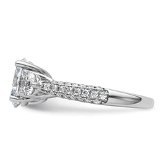 14k White Gold 2 1/2 carat Lab Grown Diamond VS+ F+ Oval and Round Complete Three Stone Engagement Ring