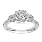14k White Gold 2 1/2 carat Lab Grown Diamond VS+ F+ Oval and Round Complete Three Stone Engagement Ring