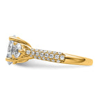 14k 2 1/2 carat Lab Grown Diamond VS+ F+ Oval and Round Complete Three Stone Engagement Ring