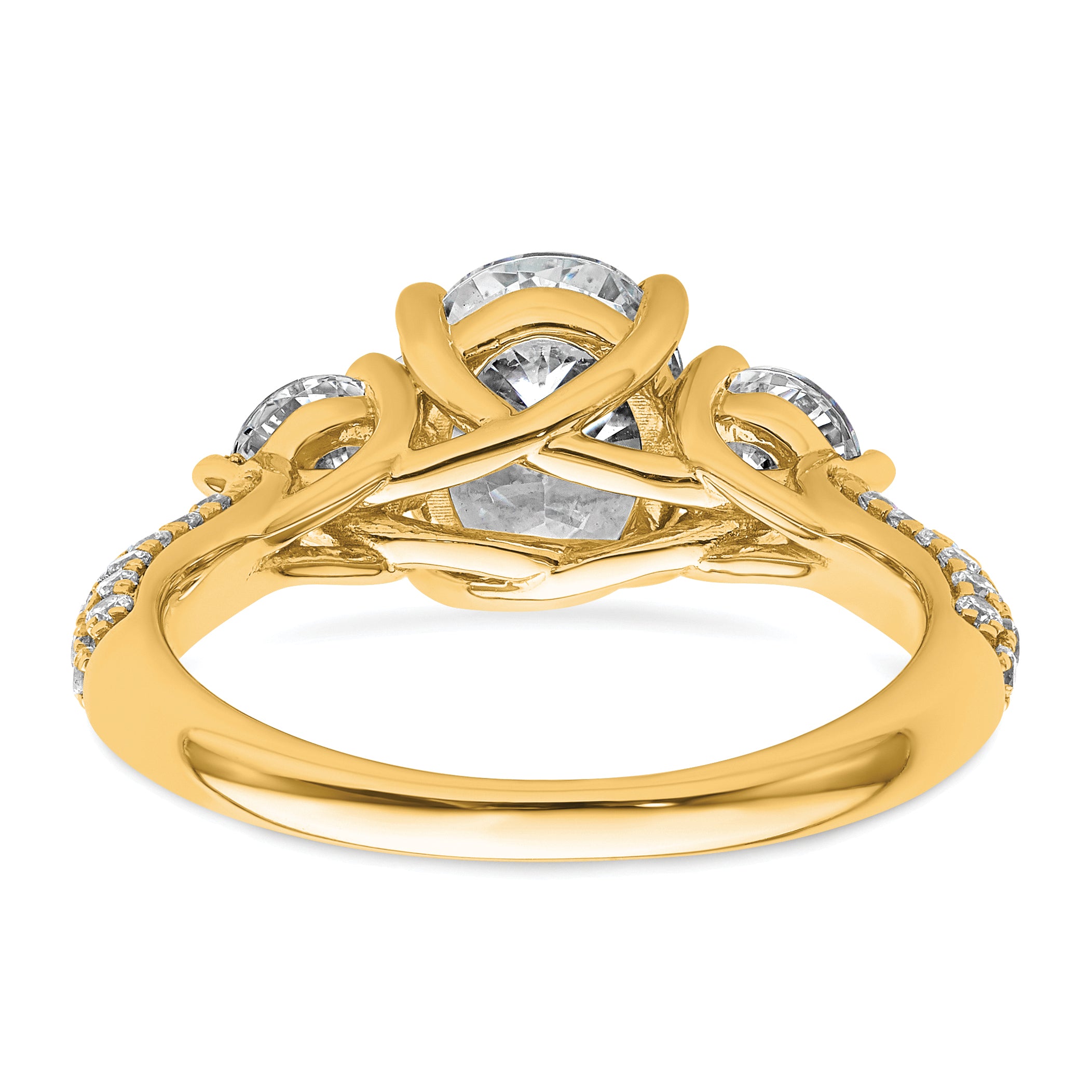 14k 2 1/2 carat Lab Grown Diamond VS+ F+ Oval and Round Complete Three Stone Engagement Ring