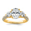 14k 2 1/2 carat Lab Grown Diamond VS+ F+ Oval and Round Complete Three Stone Engagement Ring