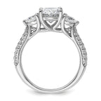 14k White Gold 2 1/2 carat Certified Lab Grown Diamond VS+ F+ Oval and Round Complete Three Stone Engagement Ring