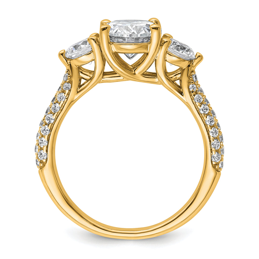 14k 2 1/2 carat Certified Lab Grown Diamond VS+ F+ Oval and Round Complete Three Stone Engagement Ring