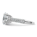 14k White Gold 3 1/5 carat Lab Grown Diamond VS+ F+ Oval and Round Complete Three Stone Engagement Ring