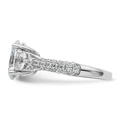 14k White Gold 3 1/5 carat Lab Grown Diamond VS+ F+ Oval and Round Complete Three Stone Engagement Ring