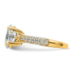 14k 3 1/5 carat Lab Grown Diamond VS+ F+ Oval and Round Complete Three Stone Engagement Ring
