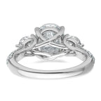 14k White Gold 3 1/5 carat Certified Lab Grown Diamond VS+ F+ Oval and Round Complete Three Stone Engagement Ring