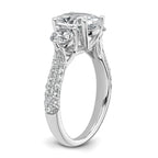 14k White Gold 3 1/5 carat Certified Lab Grown Diamond VS+ F+ Oval and Round Complete Three Stone Engagement Ring