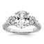 14k White Gold 3 1/5 carat Certified Lab Grown Diamond VS+ F+ Oval and Round Complete Three Stone Engagement Ring