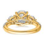 14k 3 1/5 carat Certified Lab Grown Diamond VS+ F+ Oval and Round Complete Three Stone Engagement Ring
