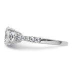 14k White Gold 1 3/4 carat Lab Grown Diamond VS+ F+ Oval and Round Complete Three Stone Engagement Ring