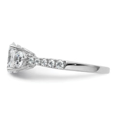 14k White Gold 1 3/4 carat Lab Grown Diamond VS+ F+ Oval and Round Complete Three Stone Engagement Ring