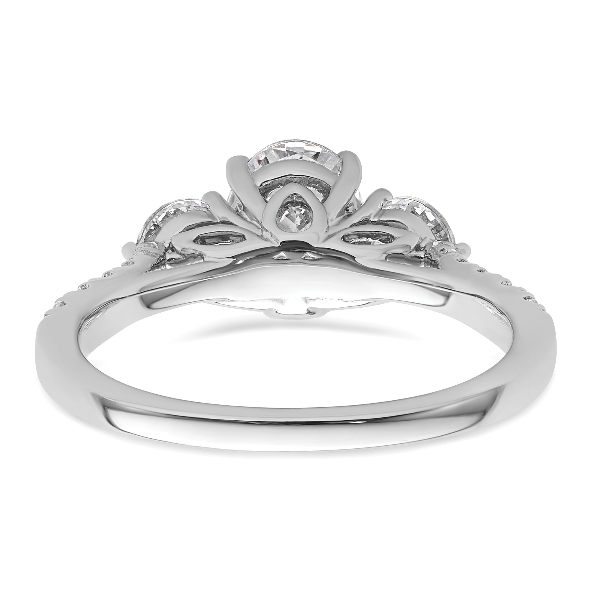 14k White Gold 1 3/4 carat Lab Grown Diamond VS+ F+ Oval and Round Complete Three Stone Engagement Ring