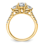 14k 1 3/4 carat Lab Grown Diamond VS+ F+ Oval and Round Complete Three Stone Engagement Ring