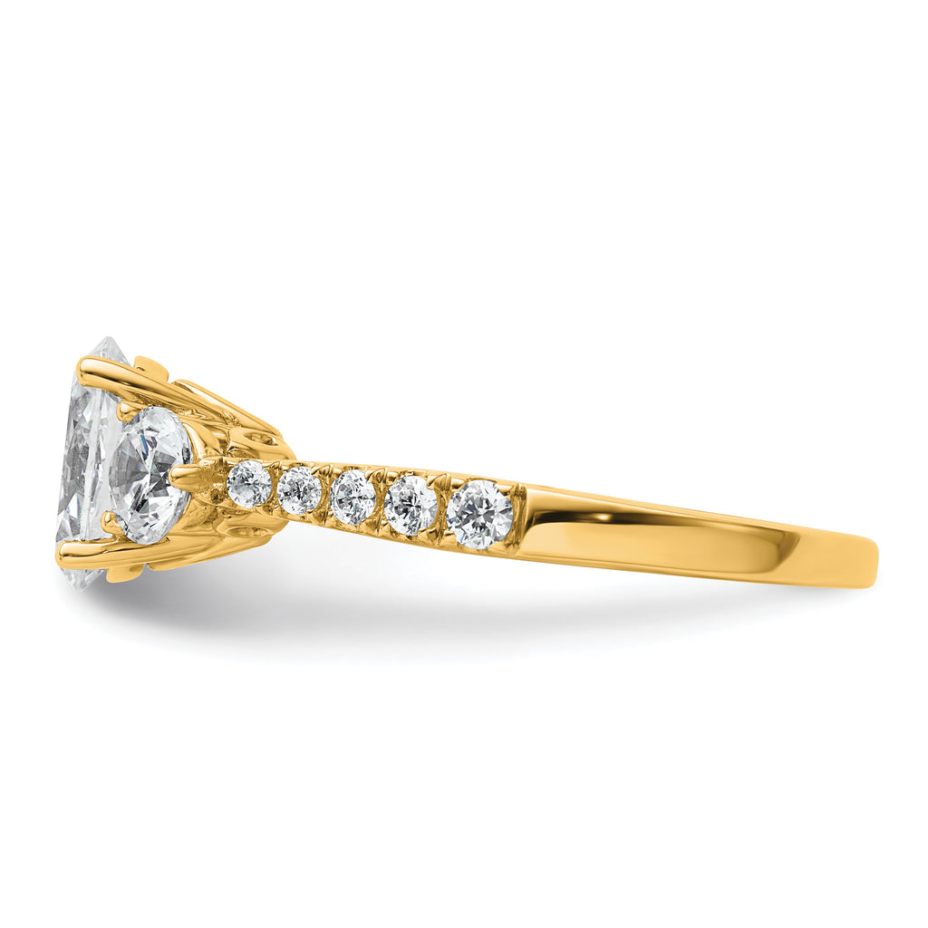 14k 1 3/4 carat Lab Grown Diamond VS+ F+ Oval and Round Complete Three Stone Engagement Ring