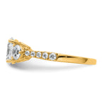 14k 1 3/4 carat Lab Grown Diamond VS+ F+ Oval and Round Complete Three Stone Engagement Ring