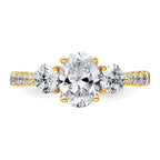 14k 1 3/4 carat Lab Grown Diamond VS+ F+ Oval and Round Complete Three Stone Engagement Ring