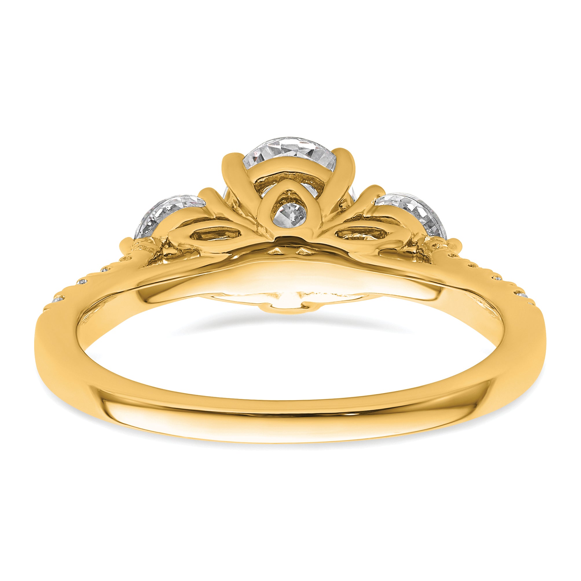 14k 1 3/4 carat Lab Grown Diamond VS+ F+ Oval and Round Complete Three Stone Engagement Ring
