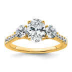 14k 1 3/4 carat Lab Grown Diamond VS+ F+ Oval and Round Complete Three Stone Engagement Ring
