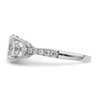 14k White Gold 2 1/2 carat Lab Grown Diamond VS+ F+ Oval and Round Complete Three Stone Engagement Ring