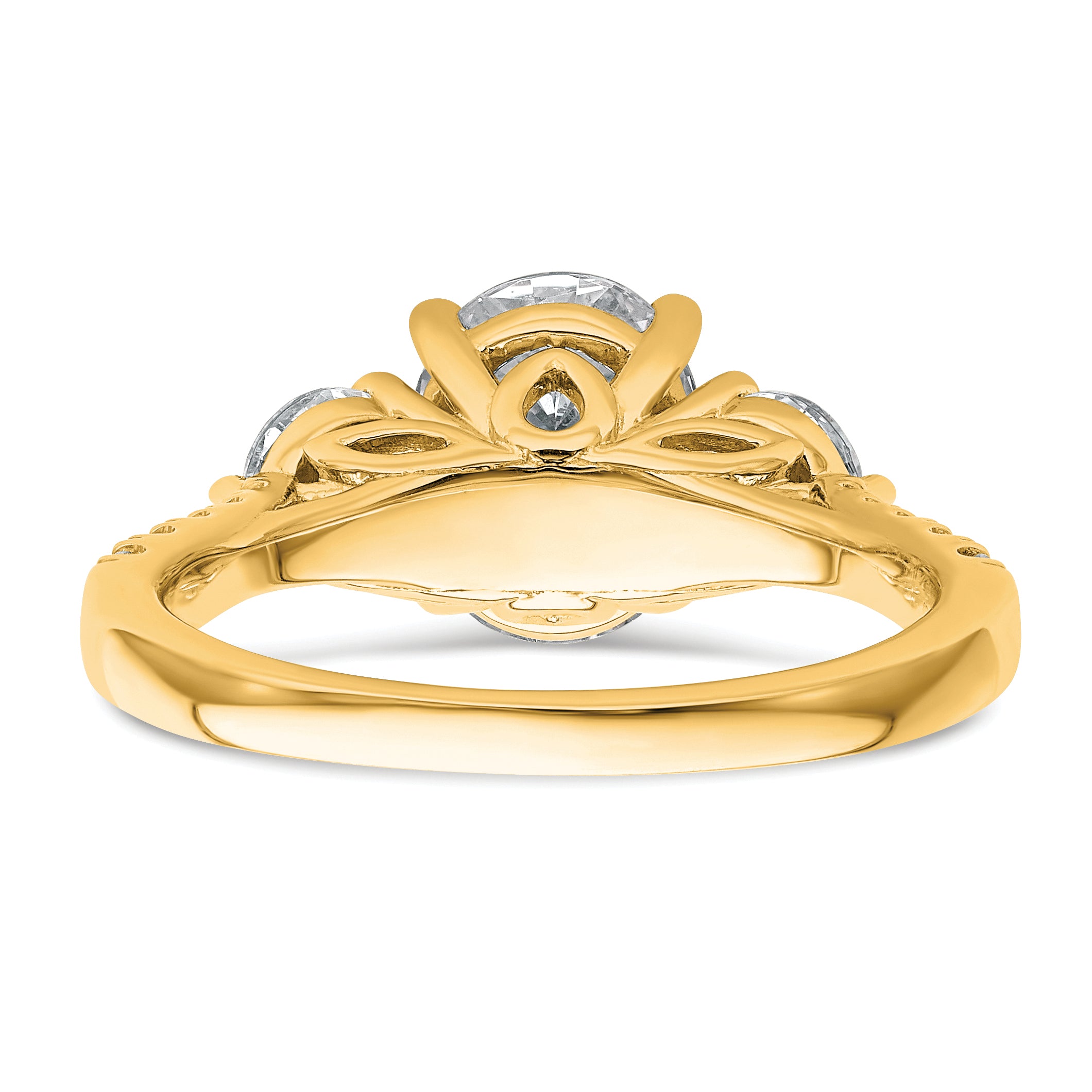 14k 2 1/2 carat Lab Grown Diamond VS+ F+ Oval and Round Complete Three Stone Engagement Ring