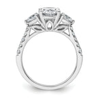 14k White Gold 2 1/2 carat Certified Lab Grown Diamond VS+ F+ Oval and Round Complete Three Stone Engagement Ring