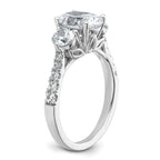 14k White Gold 2 1/2 carat Certified Lab Grown Diamond VS+ F+ Oval and Round Complete Three Stone Engagement Ring