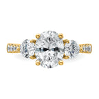 14k 2 1/2 carat Certified Lab Grown Diamond VS+ F+ Oval and Round Complete Three Stone Engagement Ring