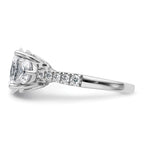 14k White Gold 3 1/4 carat Lab Grown Diamond VS+ F+ Oval and Round Complete Three Stone Engagement Ring