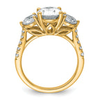 14k 3 1/4 carat Lab Grown Diamond VS+ F+ Oval and Round Complete Three Stone Engagement Ring