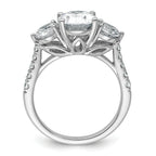 14k White Gold 3 1/4 carat Certified Lab Grown Diamond VS+ F+ Oval and Round Complete Three Stone Engagement Ring