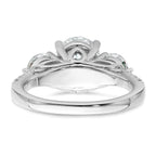 14k White Gold 3 1/4 carat Certified Lab Grown Diamond VS+ F+ Oval and Round Complete Three Stone Engagement Ring