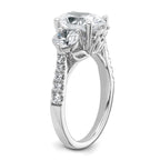 14k White Gold 3 1/4 carat Certified Lab Grown Diamond VS+ F+ Oval and Round Complete Three Stone Engagement Ring