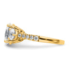 14k 3 1/4 carat Certified Lab Grown Diamond VS+ F+ Oval and Round Complete Three Stone Engagement Ring