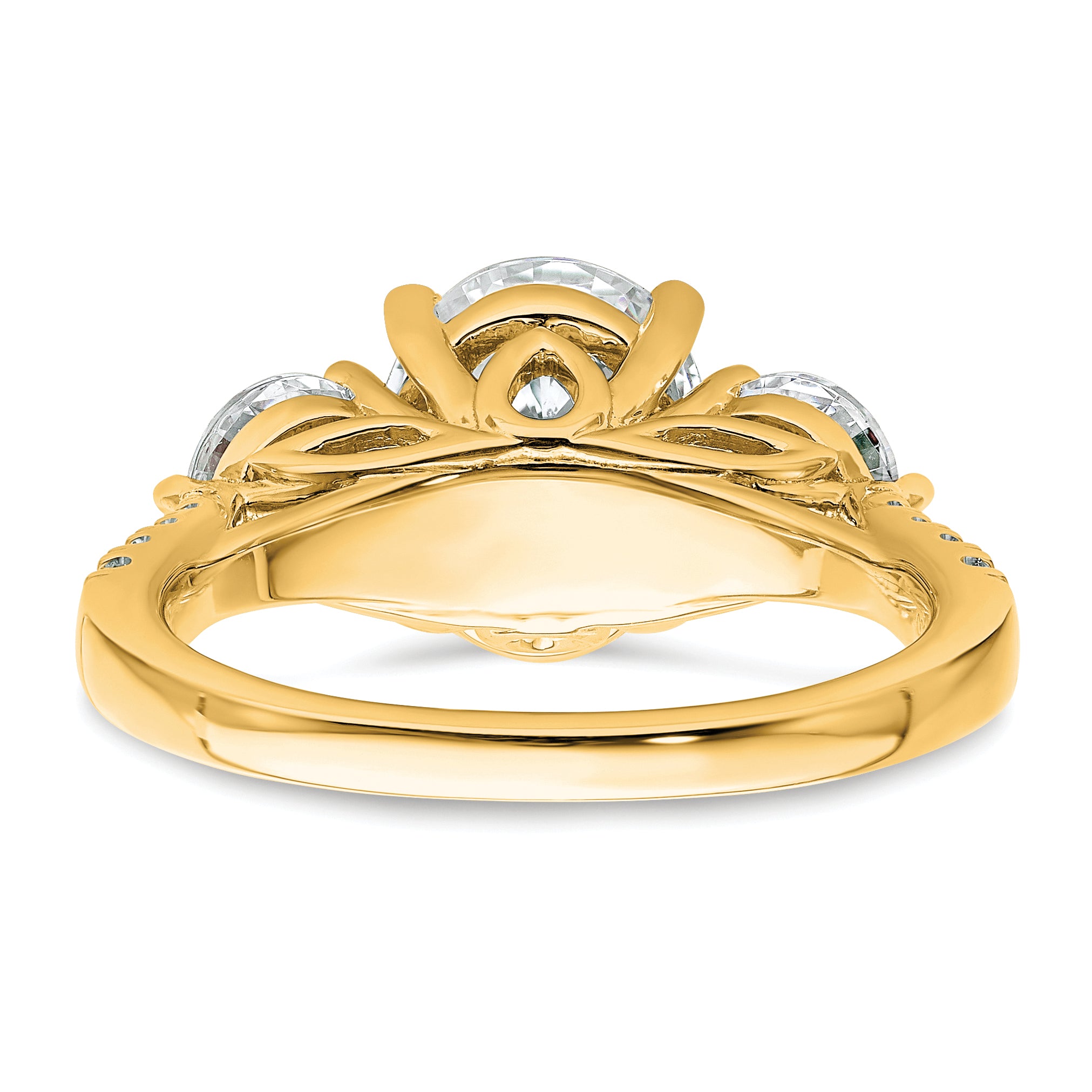14k 3 1/4 carat Certified Lab Grown Diamond VS+ F+ Oval and Round Complete Three Stone Engagement Ring