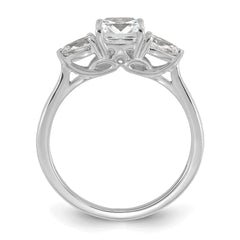 14k White Gold 1 3/8 carat Lab Grown Diamond VS+ F+ Complete Cushion and Pear Three Stone Engagement Ring
