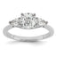 14k White Gold 1 3/8 carat Lab Grown Diamond VS+ F+ Complete Cushion and Pear Three Stone Engagement Ring