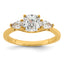 14k 1 3/8 carat Lab Grown Diamond VS+ F+ Complete Cushion and Pear Three Stone Engagement Ring
