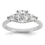 14k White Gold 1 3/8 carat Certified Lab Grown Diamond VS+ F+ Complete Cushion and Pear Three Stone Engagement Ring