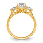 14k 1 3/8 carat Certified Lab Grown Diamond VS+ F+ Complete Cushion and Pear Three Stone Engagement Ring